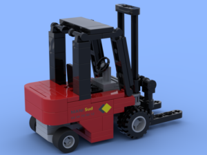 Le chariot élévateur réalisé en briques Lego®