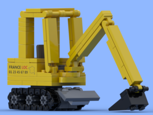 Yellow mini excavator made of Lego® bricks